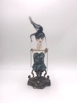 Boho, Steampunk , Street art, inspired figurative sculpture, assembled art with found objects