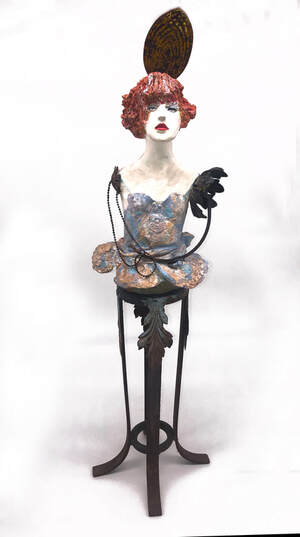 Sculptural ceramic figures Boho and street art inspiredassembled with found objects by Alicia Tapp