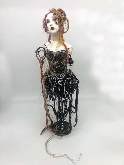 Sculptural ceramic figures  Boho and street art inspiredassembled with found objects by Alicia Tapp